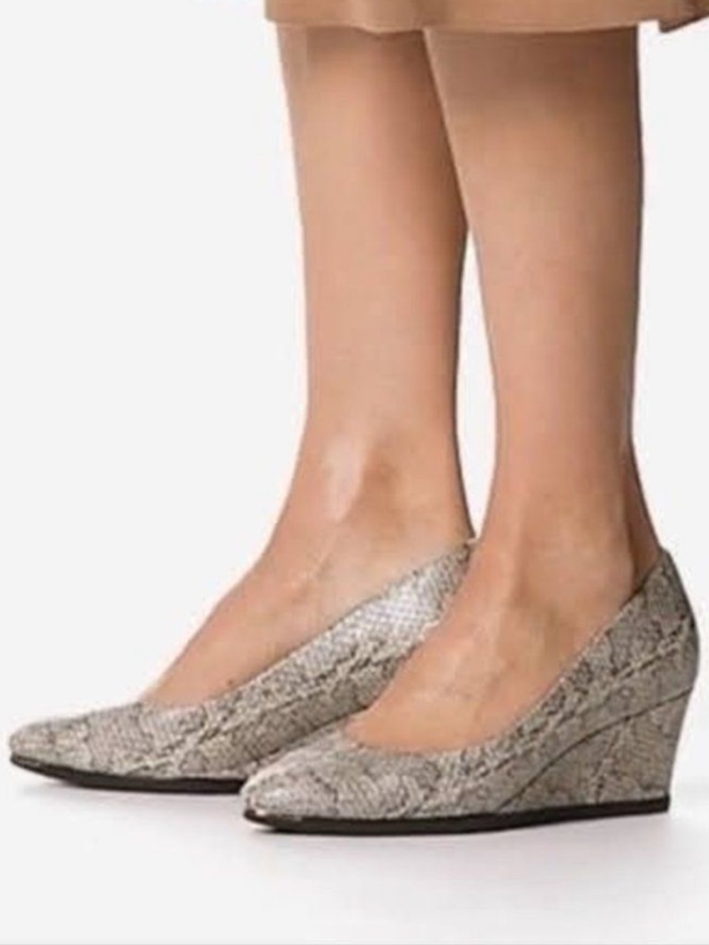 Cole Haan Grand Ambition Wedge Natural Viper Embossed Leather Size 7B Gray